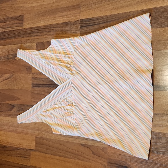 Theory Cammie Pink & Orange Striped Silk Deep Vneck Sleeveless Tank Top Small - Picture 2 of 11